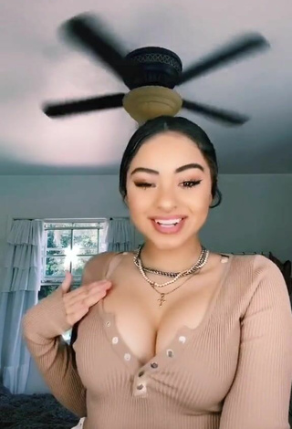 5. Really Cute Devenity Perkins Shows Cleavage in Beige Crop Top and Bouncing Tits