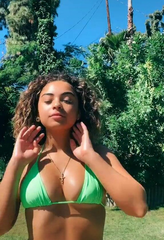 3. Luscious Devenity Perkins Shows Cleavage in Green Bikini Top (Underboob)