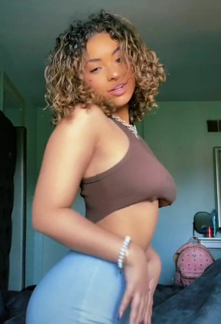 Wonderful Devenity Perkins in Brown Crop Top (Underboob)