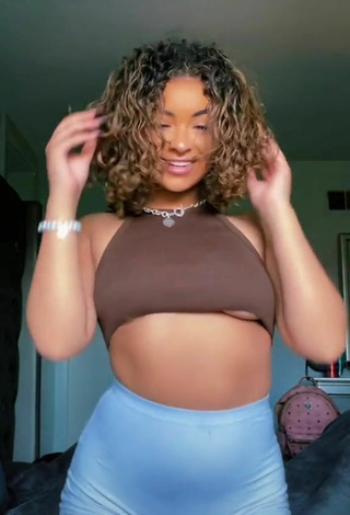 3. Wonderful Devenity Perkins in Brown Crop Top (Underboob)