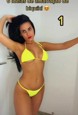 Magnificent Dine Azevedo Shows Cleavage in Yellow Bikini (Underboob)