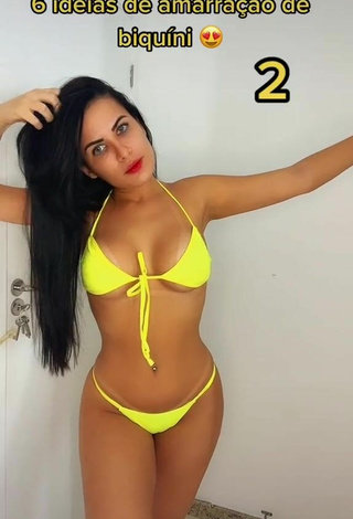 2. Magnificent Dine Azevedo Shows Cleavage in Yellow Bikini (Underboob)