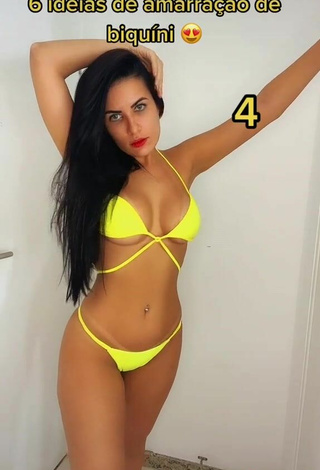 5. Magnificent Dine Azevedo Shows Cleavage in Yellow Bikini (Underboob)