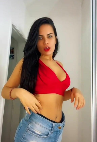 2. Sultry Dine Azevedo in Red Crop Top