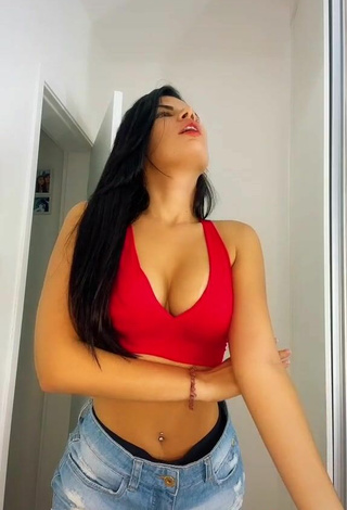 5. Sultry Dine Azevedo in Red Crop Top