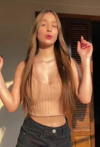 Sexy Duda.rubert in Beige Crop Top and Bouncing Boobs