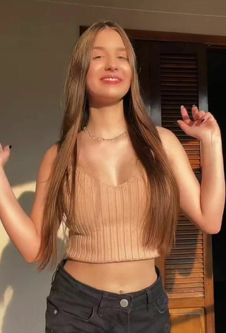 2. Sexy Duda.rubert in Beige Crop Top and Bouncing Boobs