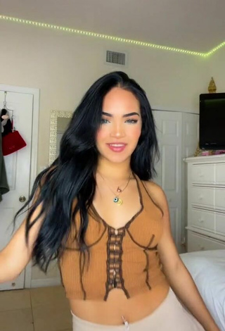 Sultry Eixchel Berroteran in Brown Crop Top