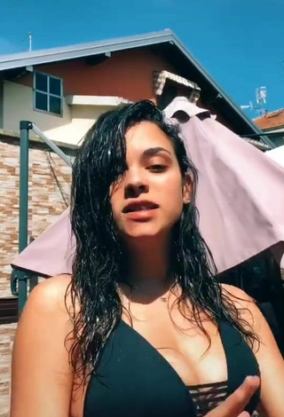 Sultry Giulia Paglianiti Shows Cleavage in Black Bikini Top and Bouncing Boobs