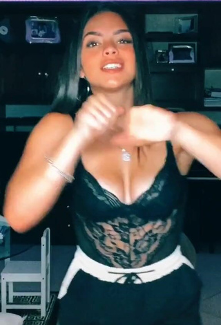 Sultry Giulia Paglianiti Shows Cleavage in Black Top and Bouncing Tits