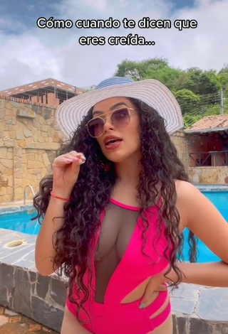 Sultry Gleidy Rojas Shows Cleavage in Firefly Rose Swimsuit at the Pool