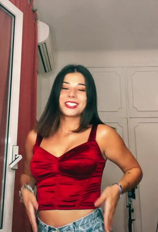 2. Luscious Jasmin Zangarelli in Red Crop Top