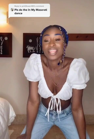 Cute Oluwanifewa Agunbiade Shows Cleavage in White Crop Top