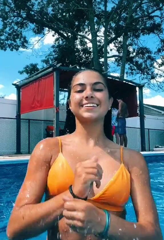 2. Really Cute Alisa Kotlyarenko Shows Cleavage in Orange Bikini Top at the Pool