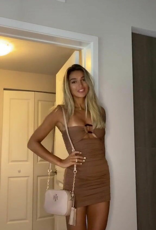 4. Luscious Jacqueline Fransway in Brown Dress (Underboob)