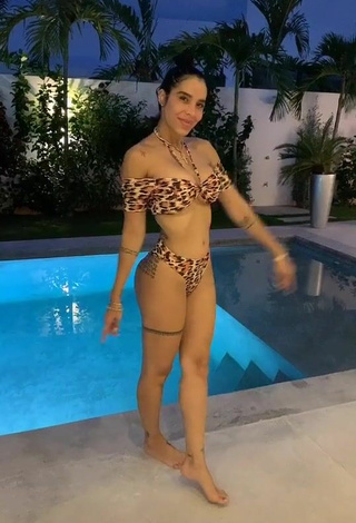 Sultry Jessi Pereira in Leopard Bikini at the Pool (Underboob)