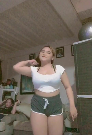 Cute Joanne Duldulao in White Crop Top and Bouncing Tits