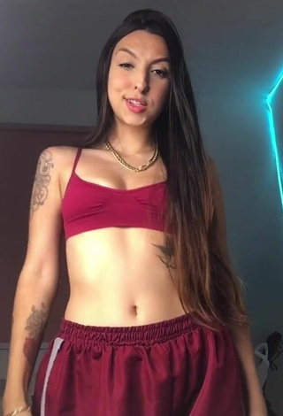 Alluring Julia Guerra Shows Cleavage in Erotic Red Sport Bra and Bouncing Tits