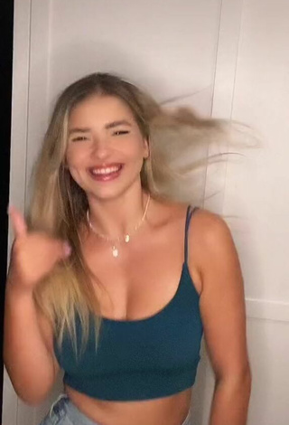 4. Sultry Julia Zugaj in Turquoise Crop Top and Bouncing Boobs