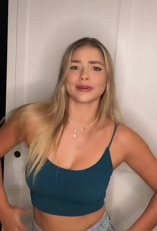 6. Sultry Julia Zugaj in Turquoise Crop Top and Bouncing Boobs