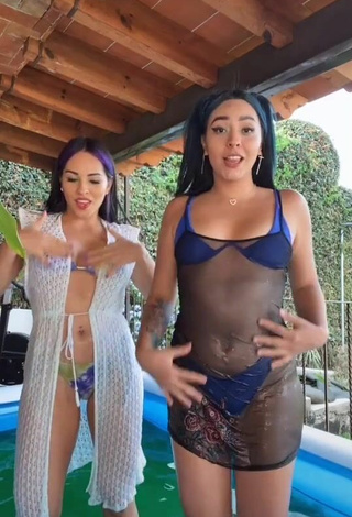 Titillating Karen Bustillos at the Swimming Pool with Bouncing Breasts