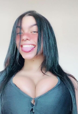 Dazzling Karniello Shows Cleavage in Inviting Black Crop Top and Bouncing Tits