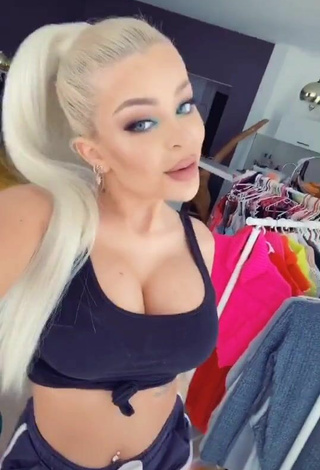 5. Sexy Katja Krasavice Shows Cleavage in Black Crop Top