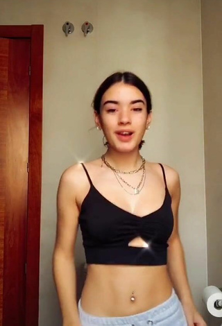 Sexy Kiara Brunett in Black Crop Top