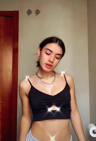 2. Sexy Kiara Brunett in Black Crop Top