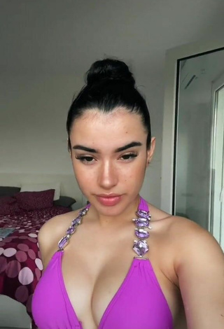 Luscious Kiara Brunett in Violet Bikini Top