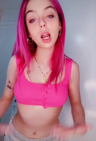 Cute Laila Montero in Pink Crop Top