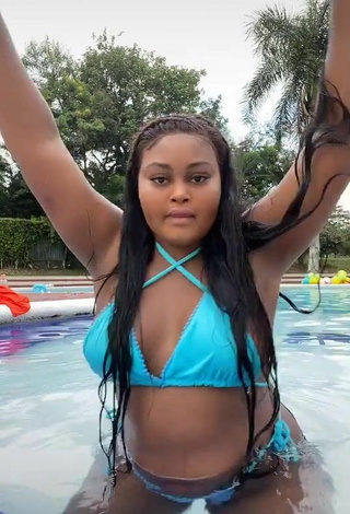 2. Sultry Lajesuu in Blue Bikini at the Swimming Pool