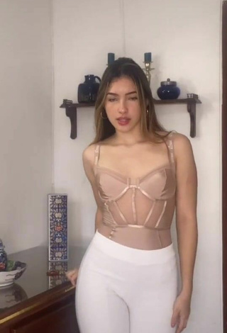 Luscious Laura Jaramillo in Beige Top