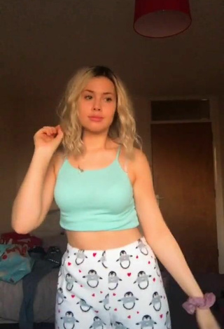 2. Sexy Liana in Light Green Crop Top