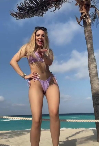 Luscious Lorena Fernández in Purple Bikini at the Beach