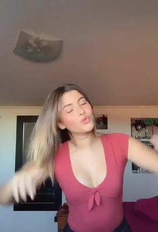 Sultry Mafe Bertero in Pink Top and Bouncing Boobs