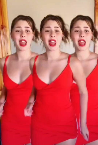 2. Sultry Mafe Bertero in Red Dress and Bouncing Boobs