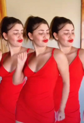 3. Sultry Mafe Bertero in Red Dress and Bouncing Boobs