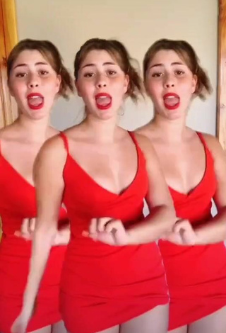 6. Sultry Mafe Bertero in Red Dress and Bouncing Boobs