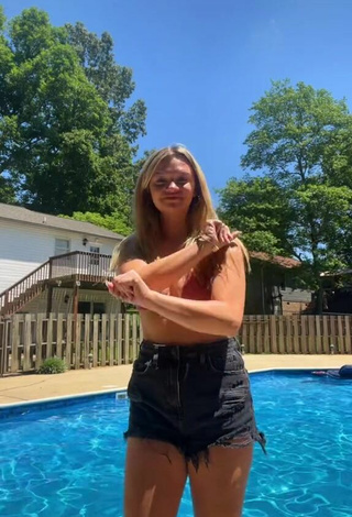 2. Luscious Makayla Weaver in Beige Bikini Top at the Pool