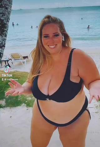 Luscious Mar Tarres in Black Bikini at the Beach and Bouncing Boobs