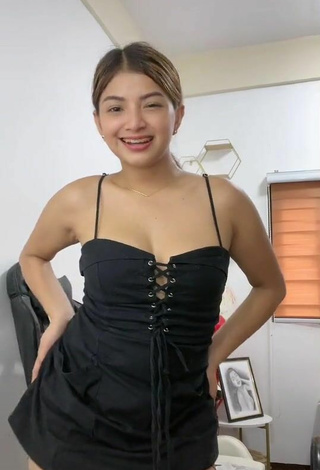 Sultry Marylaine Amahit in Black Dress