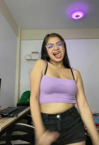 3. Hot Marylaine Amahit in Purple Crop Top and Bouncing Boobs