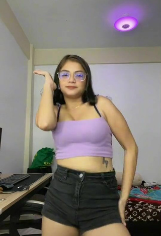 4. Hot Marylaine Amahit in Purple Crop Top and Bouncing Boobs