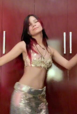 3. Sultry Ni.nique in Golden Crop Top while doing Belly Dance