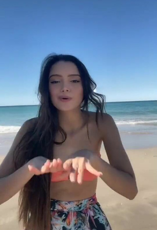 Sexy Paola Ruiz in Peach Bikini Top at the Beach