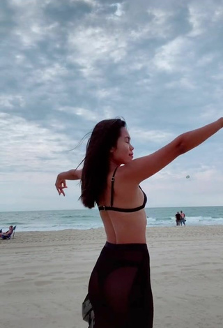 2. Hot Virgie Ann Casteel in Black Bikini Top at the Beach