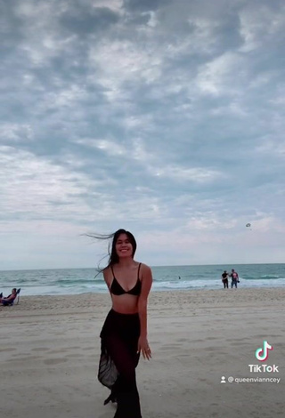 6. Sexy Virgie Ann Casteel in Black Bikini Top at the Beach