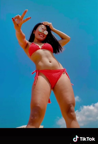 5. Sexy Virgie Ann Casteel in Red Bikini at the Beach