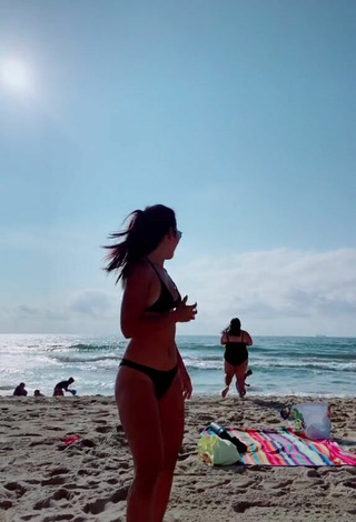 Beautiful Virgie Ann Casteel in Sexy Black Bikini at the Beach